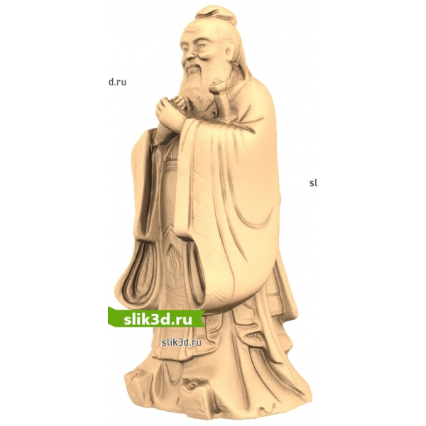 Мудрец с журавлём 3D модель STL для ЧПУ