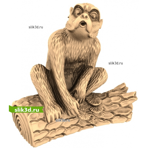 3D Модель Обезьяна на Бревне