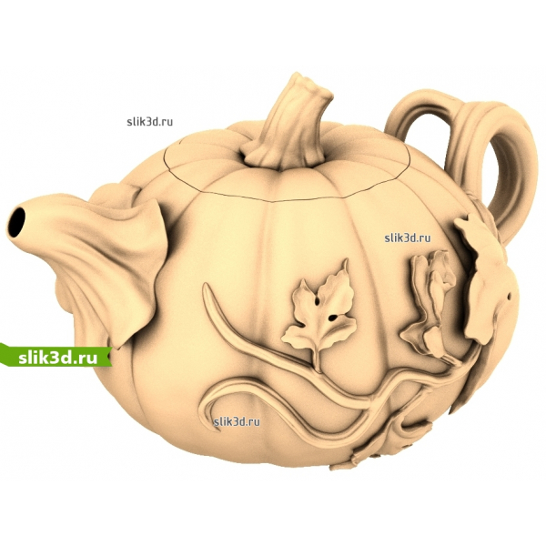 3D модель чайника Тыквенная Фантазия в формате STL для ЧПУ