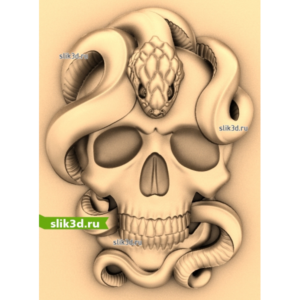 Череп и Змей 3D модель STL для ЧПУ станка