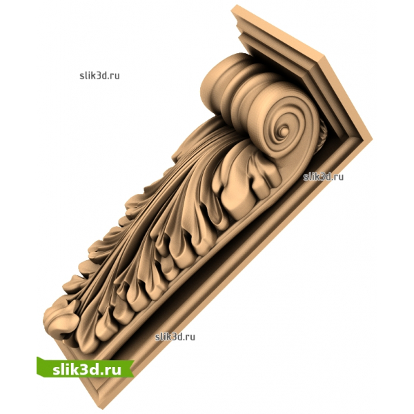3D Модель Углового Декора с Элементами Акана