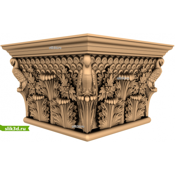 Классическая 3D модель капители с птицами
