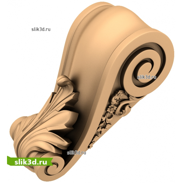 Декоративный кронштейн с элементами аканта - 3D модель STL для ЧПУ