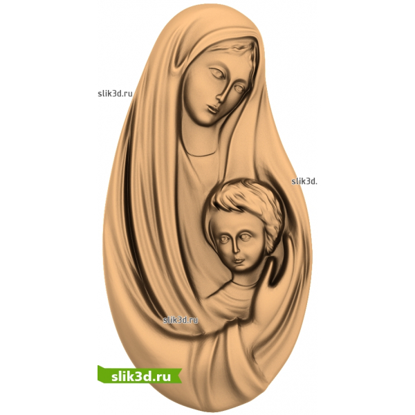 3D Модель Иконы Богоматерь с младенцем STL для ЧПУ
