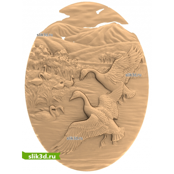 Улетая вдаль - 3D модель лебедей для ЧПУ