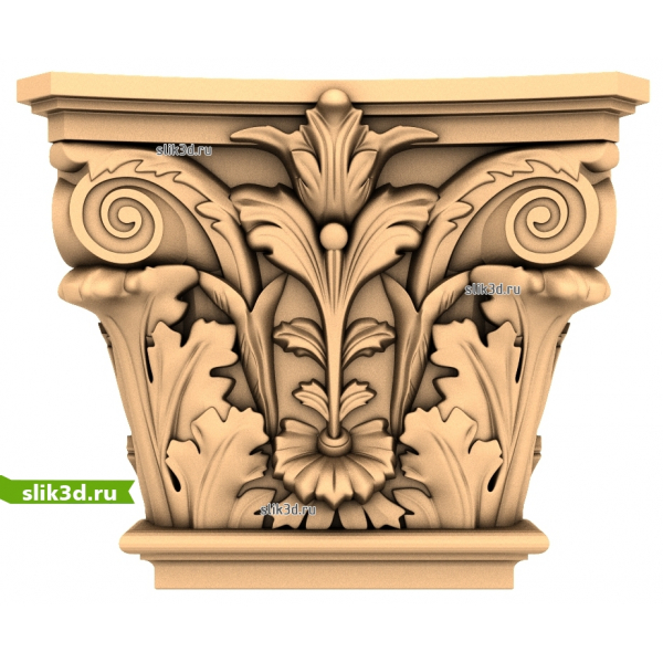 Капитель 3D модель STL Витиеватая Грация для ЧПУ