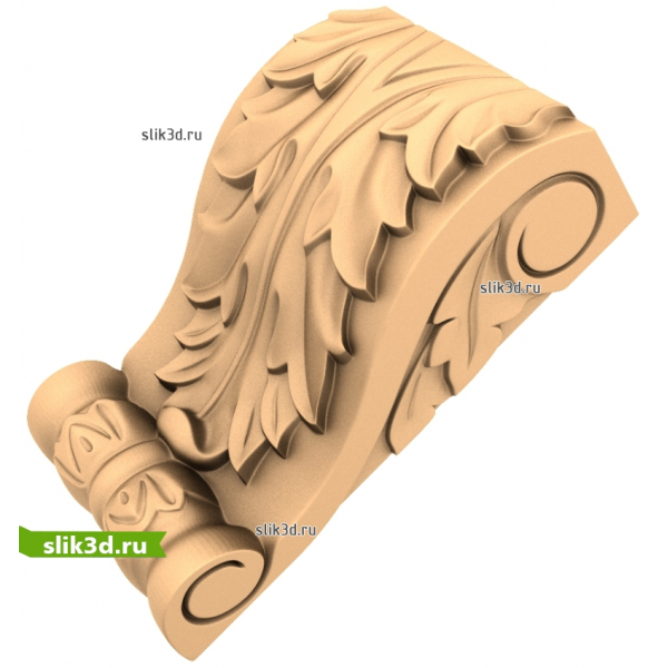 3D модель кронштейна с акантом для ЧПУ фрезера