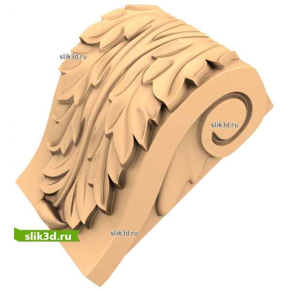 Кронштейн с листями 3D модель STL для ЧПУ
