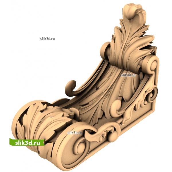3D модель кронштейна Витиеватая резьба для ЧПУ станка