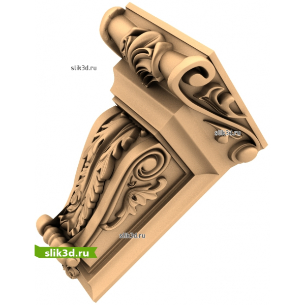 Классический кронштейн с акантами 3D модель STL для ЧПУ