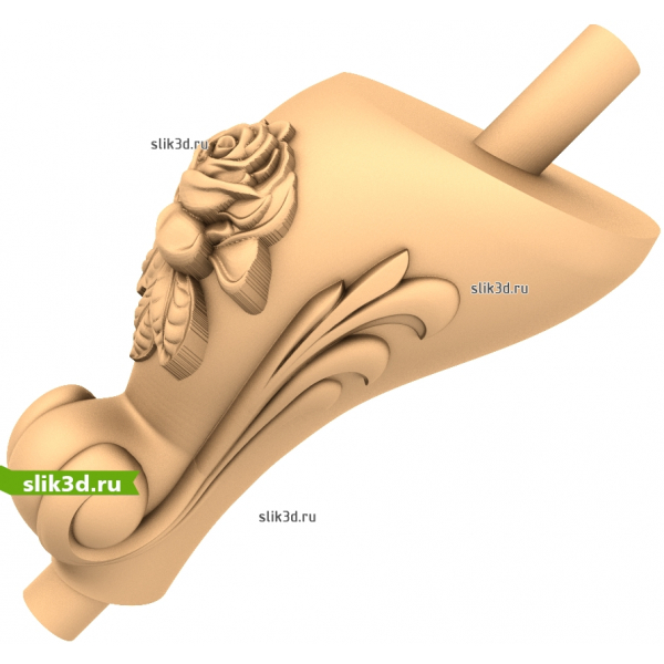 3D модель кронштейна с цветочным орнаментом Роза грации