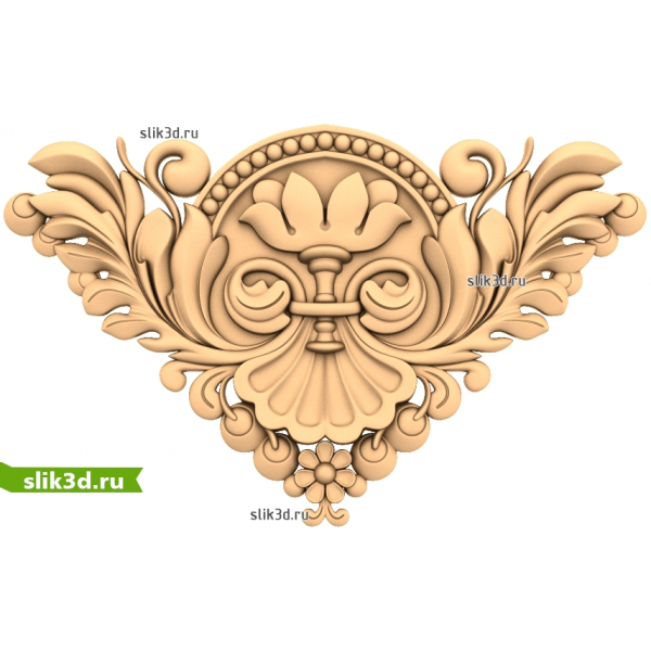 Декоративная панель с раковиной и завитками аканта в STL формате