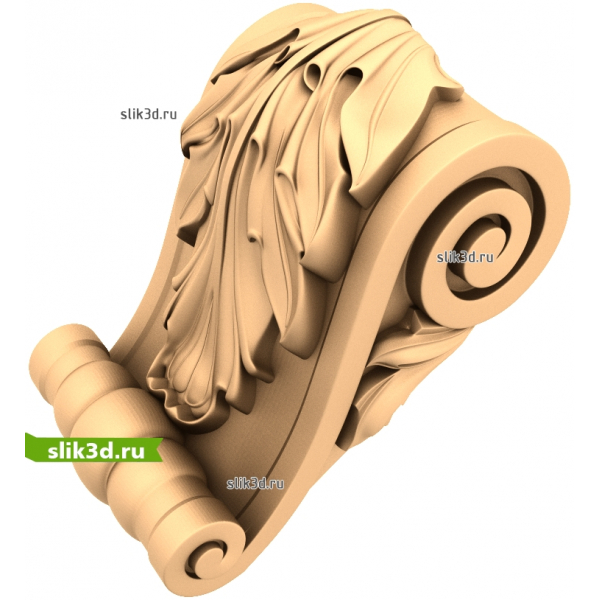 Кронштейн с акантовым декором - 3D модель STL для ЧПУ