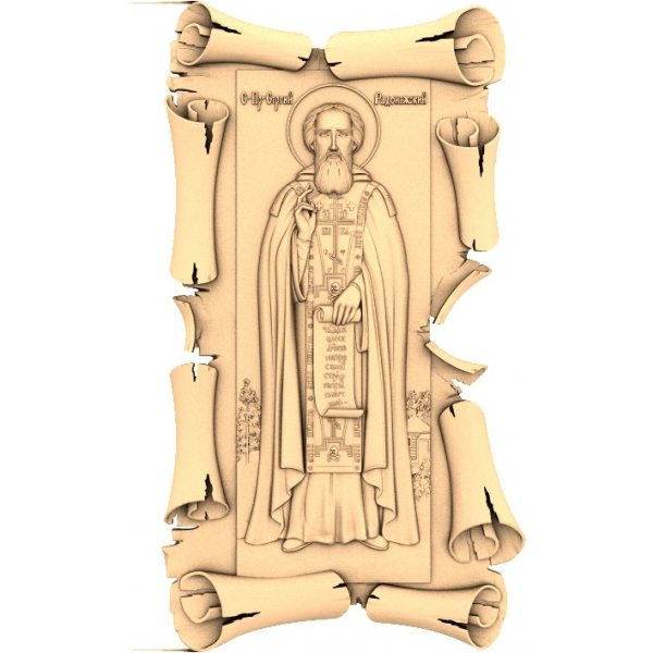 3D модель иконы Сергия Радонежского в формате STL для ЧПУ