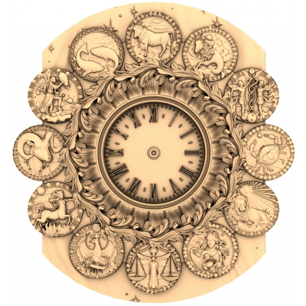 Часы Зодиака: 3D STL модель для ЧПУ