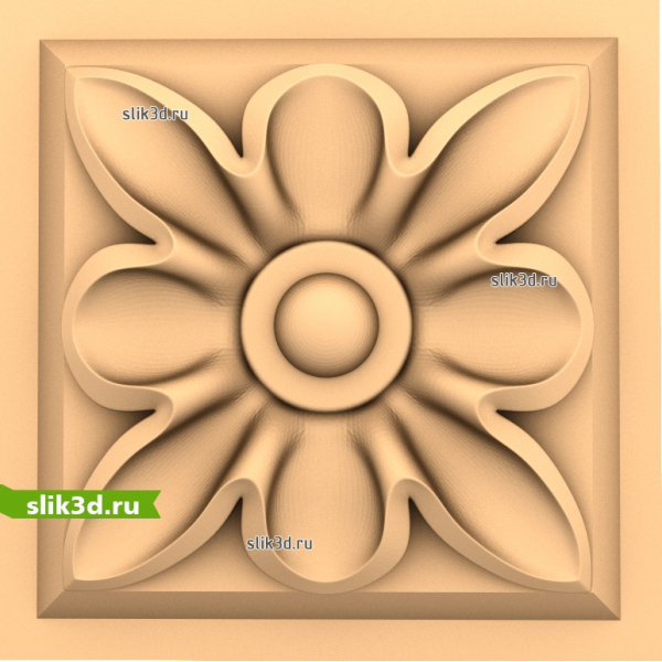 Цветочная квадратная розетка - 3D модель STL для ЧПУ