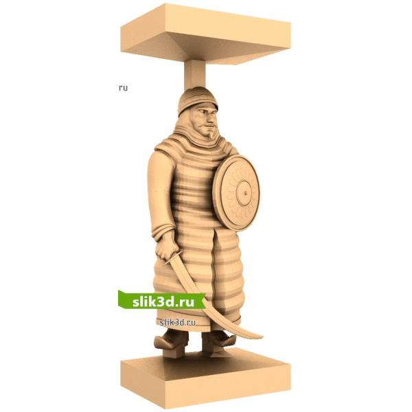 Воин с мечом и щитом - 3D модель STL для ЧПУ