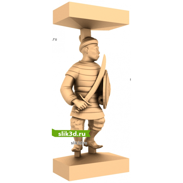 3D модель колонны с воином в формате STL для ЧПУ