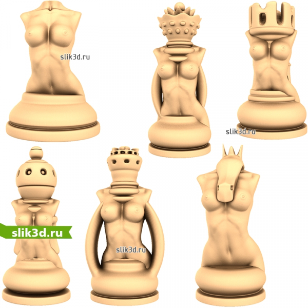 Шахматные фигуры Элегантные амазонки - 3D модель STL для ЧПУ